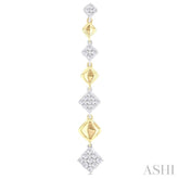 1/2 ctw Two-Toned Puffed Cushion-Shaped Link Round Cut Diamond Fashion Long Earring in 14K Yellow and White Gold
